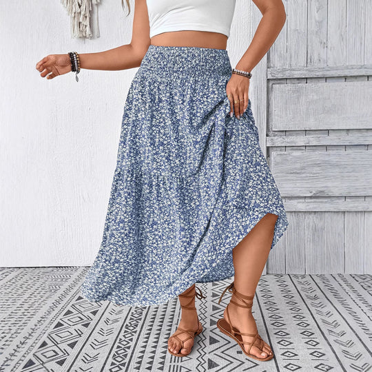 Damen Maxirock mit fließendem Schnitt und floralem Design EB