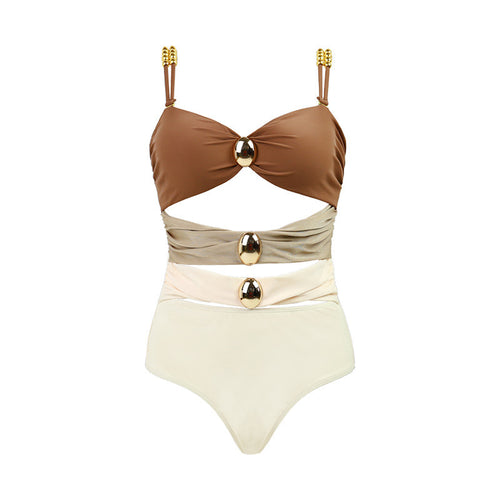 Damen Hochtaillierter Einteiler mit modischen Cut-Outs EB