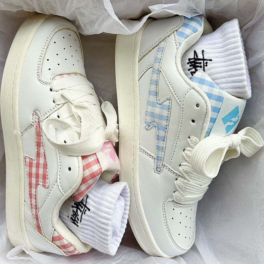 Damen Sneakers mit karierter Applikation und bequemer Dämpfung EB