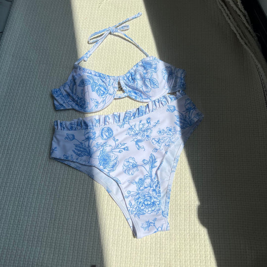 Damen Blumenmuster Bikini-Set mit verstellbaren Trägern EB