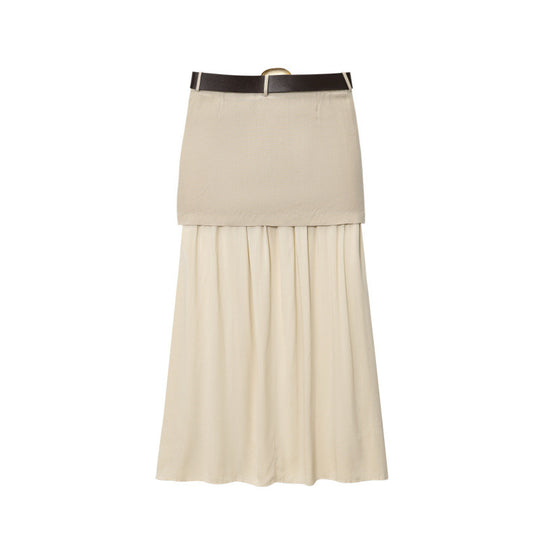 Damen Maxi-Rock mit Taillengürtel und Faltenwurf EB