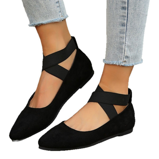 Damen elegante und bequeme Ballerinas mit verstellbarem Riemen EB