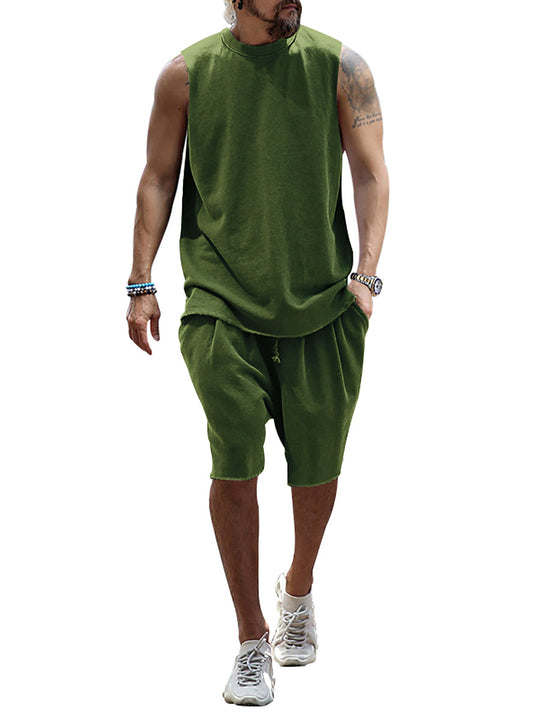 Herren sportliches Tanktop und Shorts-Set aus hochwertigem Baumwollmix EB