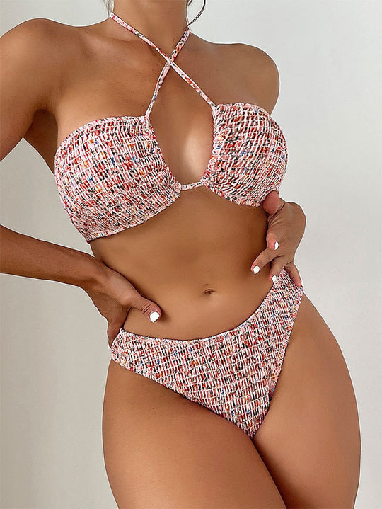 Damen Bandeau-Bikini mit modischem Wickeldesign und raffinierten Rückenschnüren EB