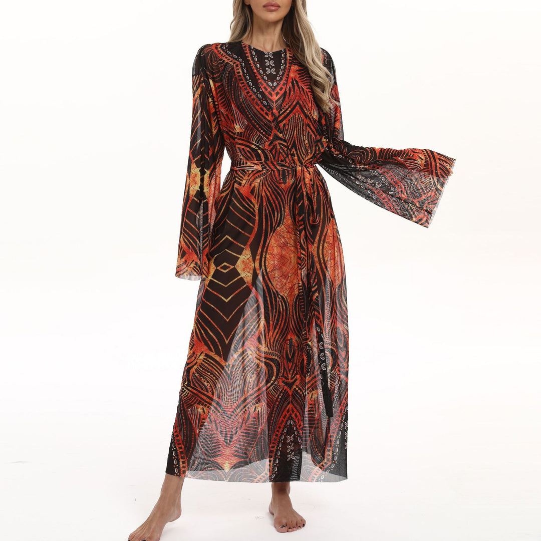 Damen eleganter Strandkimono mit floralem Muster EB
