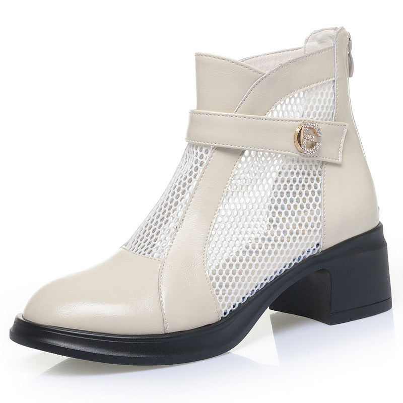 Damen modische Stiefeletten mit stylishem Netzbesatz EB