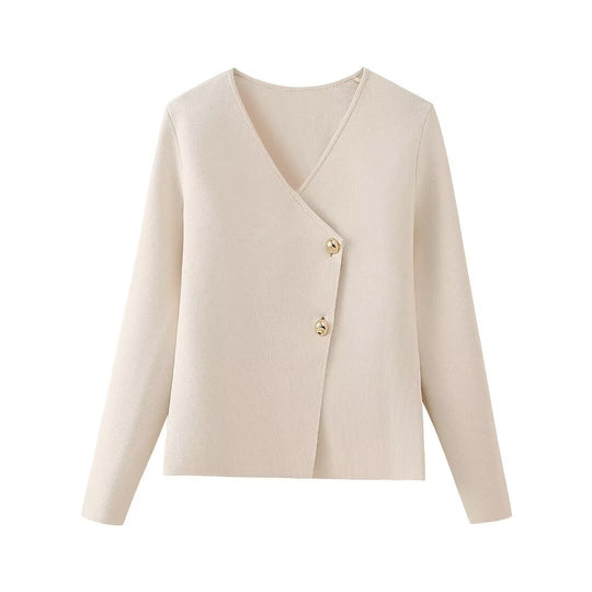 Damen elegante Wickeljacke mit Knopfdetails EB