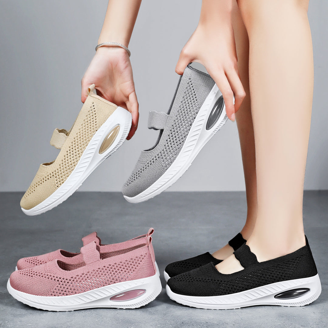 Damen Slip-On Sport Sneakers mit elastischem Riemen und atmungsaktivem Obermaterial EB