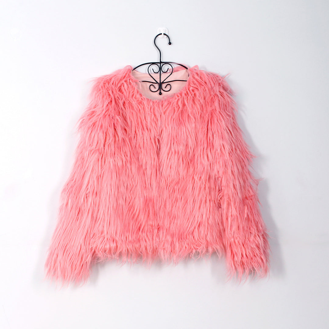 Damen Flauschige Kunstfell-Jacke mit lässigem Schnitt und weichem Innenfutter EB
