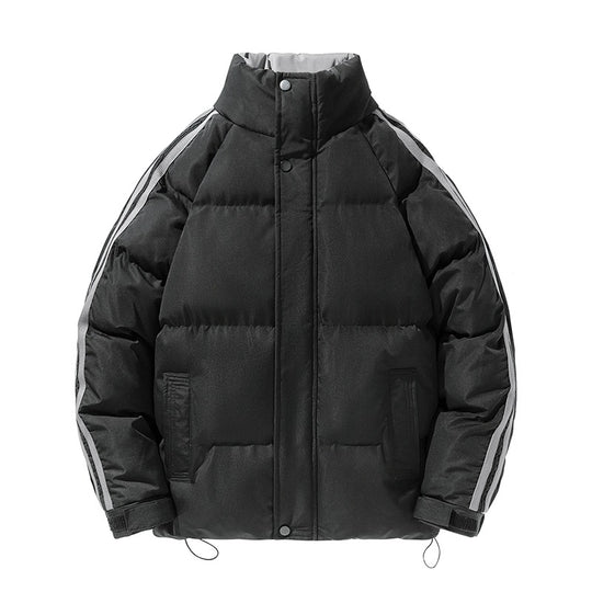Herren sportlicher Stepp-Winterblouson mit hohem Stehkragen, Ärmelstreifen und verstellbarem Saum EB
