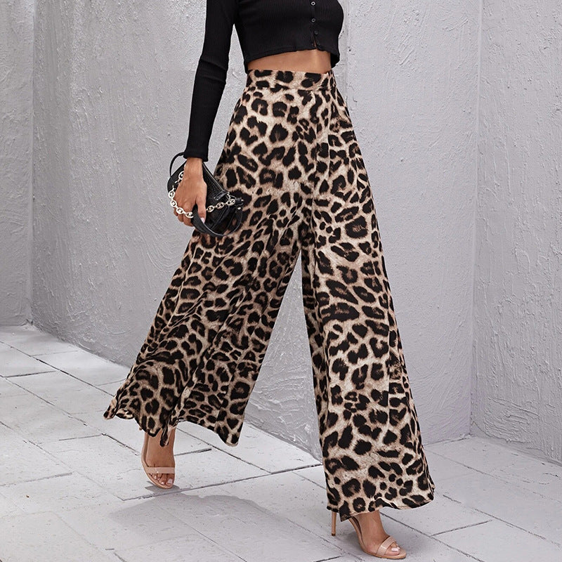 Damen Weitbeinige Hose im trendigen Leopardenmuster EB