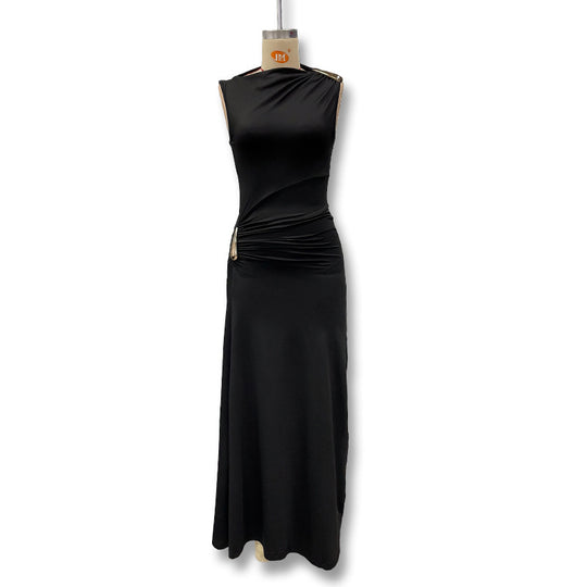Damen Maxikleid mit raffiniertem Wickeldetail und figurbetontem Schnitt EB
