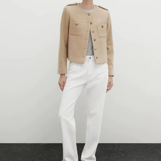 Damen Kurzjacke mit praktischen Taschen und eleganten Knopfdetails EB
