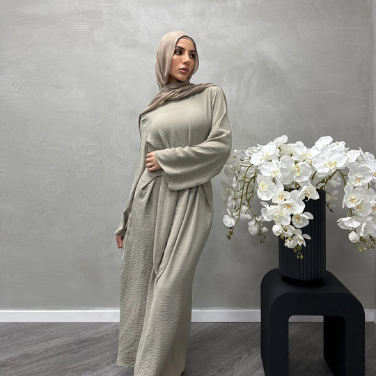 Damen Modisches Maxikleid aus fließendem Stoff mit weiten Ärmeln EB