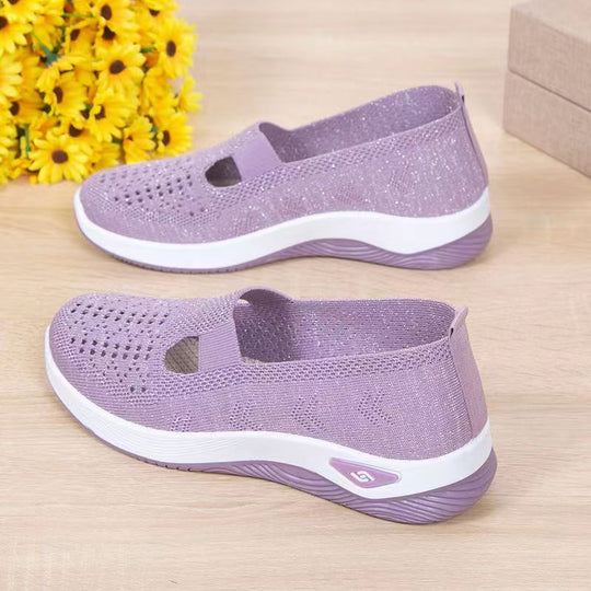 Damen Slip-On Sneakers mit atmungsaktivem Strick-Obermaterial und flexibler Sohle EB
