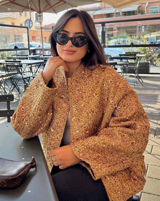 EB | Gold Pailletten Stehkragenjacke