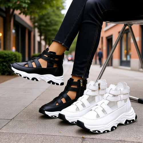 Damen Sportliche Schnür-Sneaker im modernen Cut-Out-Design EB