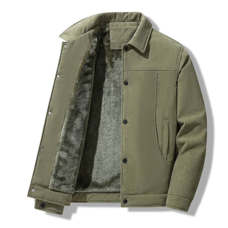 Herren Cordjacke im lässigen Worker-Style mit Druckknopfverschluss und seitlichen Eingrifftaschen EB
