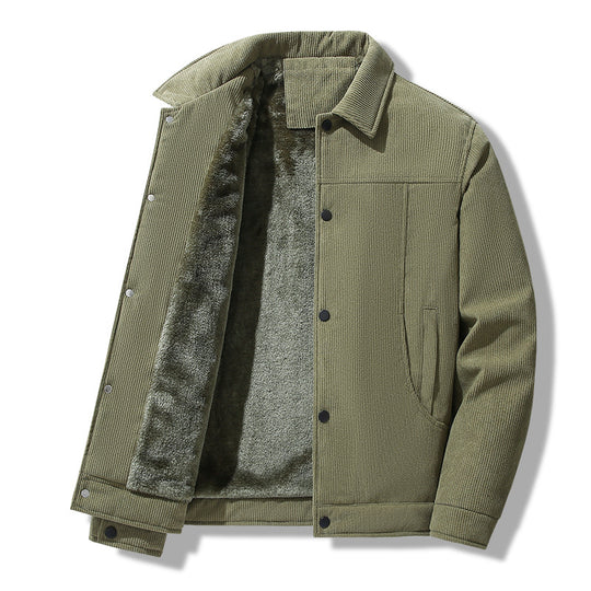 Herren Cordjacke im lässigen Worker-Style mit Druckknopfverschluss und seitlichen Eingrifftaschen EB