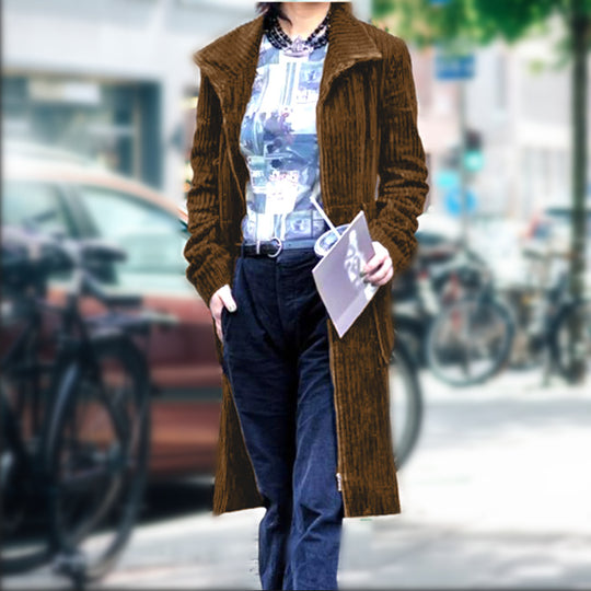 EB | Lange, bequeme Cordjacke mit Taschen für Damen