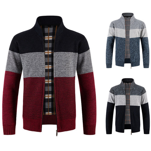 Herren Strickjacke mit modernem Farbblockdesign und kuscheligem Innenfutter EB