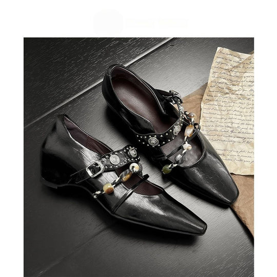 Damen elegante Mules mit anpassbarem Riemen und Perlenverzierung EB