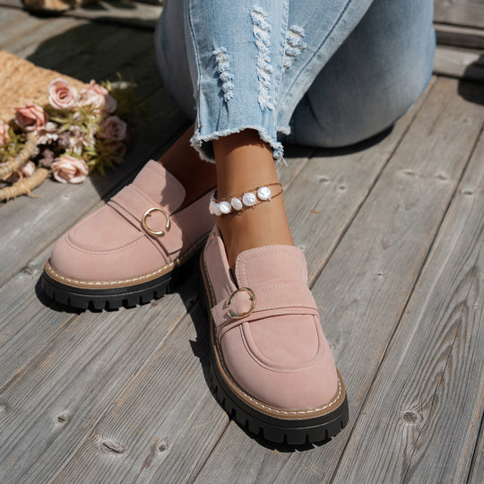 Damen robuster Loafer mit grober Profilsohle, gepolstertem Komfortfußbett und zierlicher Metallschnalle EB