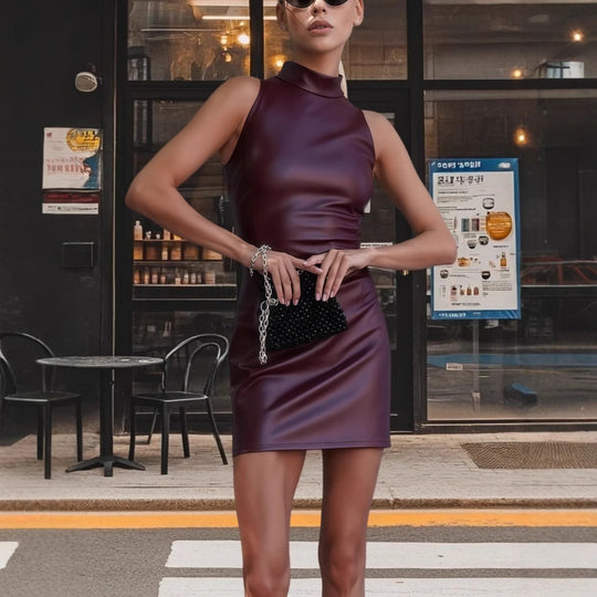 Damen Figurbetontes Nacken-Kleid im minimalistischen Look EB