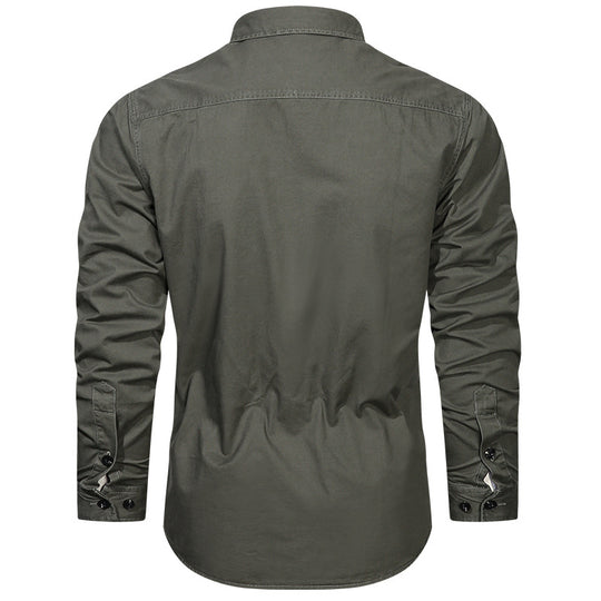 Herren nan langärmliges Baumwoll-Twill Fieldhemd mit Klappbrusttaschen und taillierter Passform EB