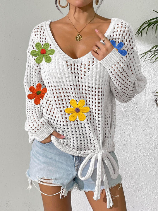 Damen Häkeloberteil mit Blumenapplikationen EB