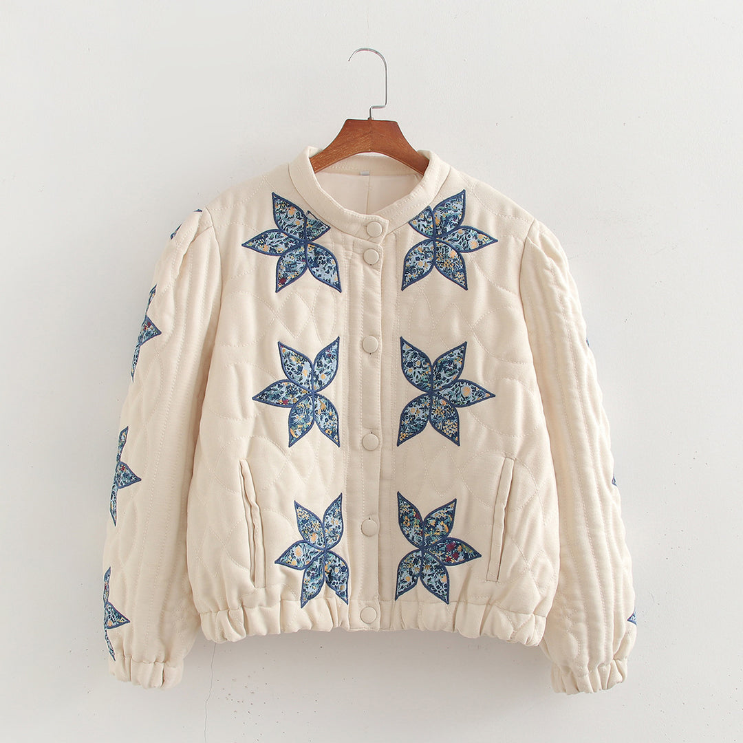 Damen gesteppte Blumenjacke EB