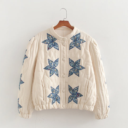 Damen gesteppte Blumenjacke EB
