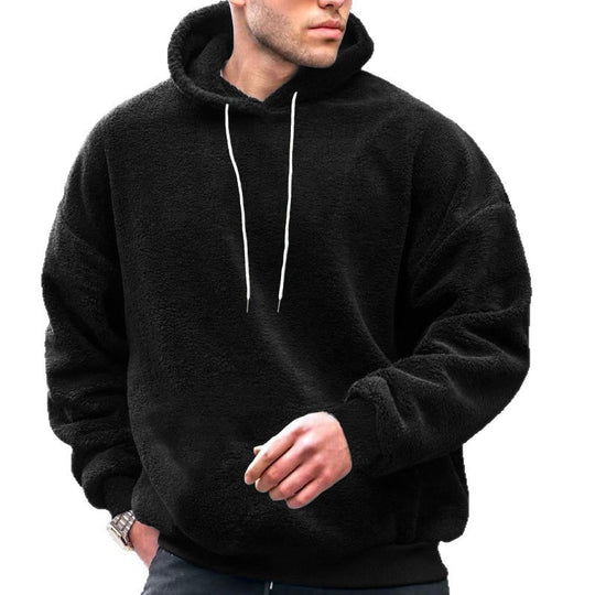 Herren Kuscheliger Fleece-Hoodie mit Kängurutasche und verstellbarer Kapuze EB