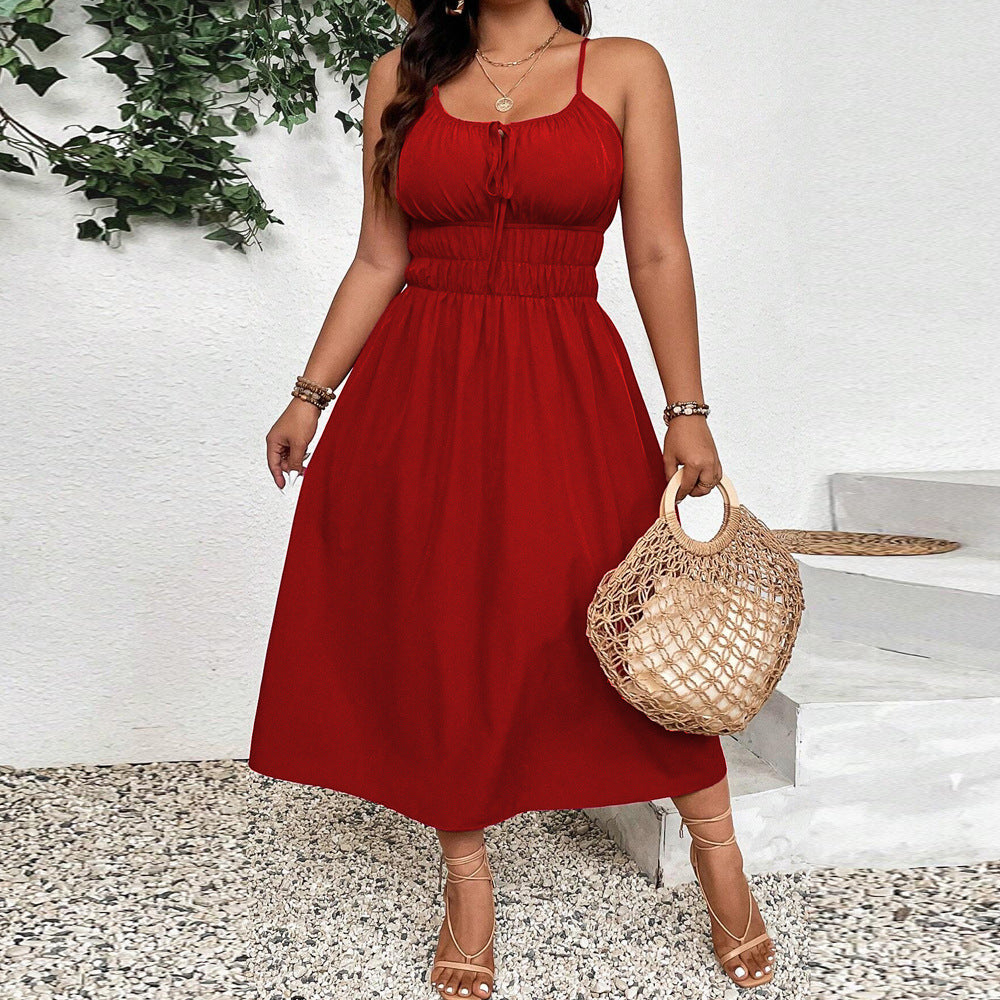 Damen Maxikleid mit verstellbaren Trägern und elastischem Bund EB