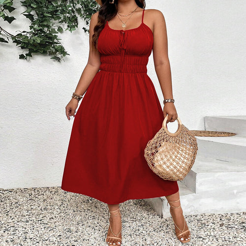 Damen Maxikleid mit verstellbaren Trägern und elastischem Bund EB
