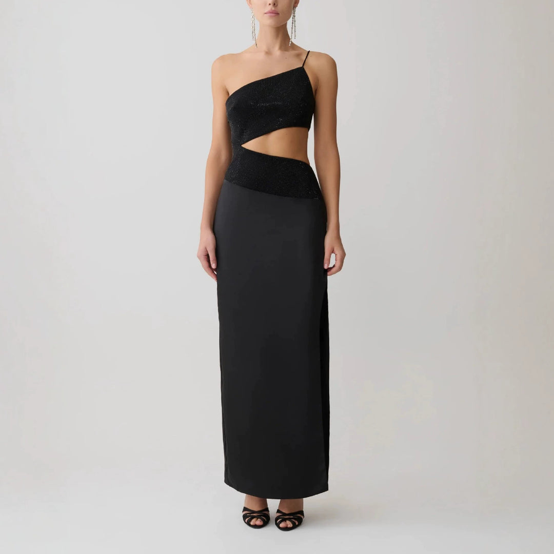 Damen Elegantes Maxikleid mit asymmetrischem Schnitt und raffiniertem Cut-Out EB