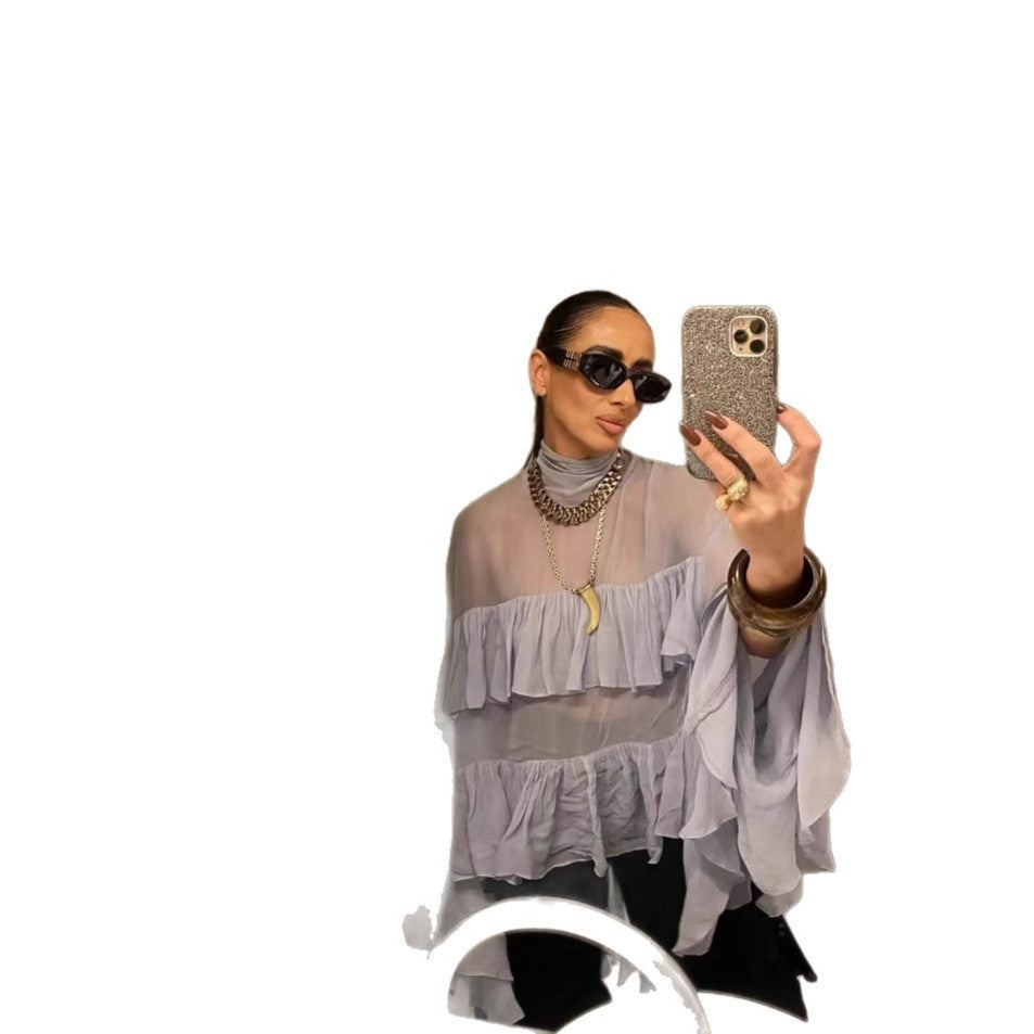 Damen Fließendes Rüschenshirt mit eleganten Details EB