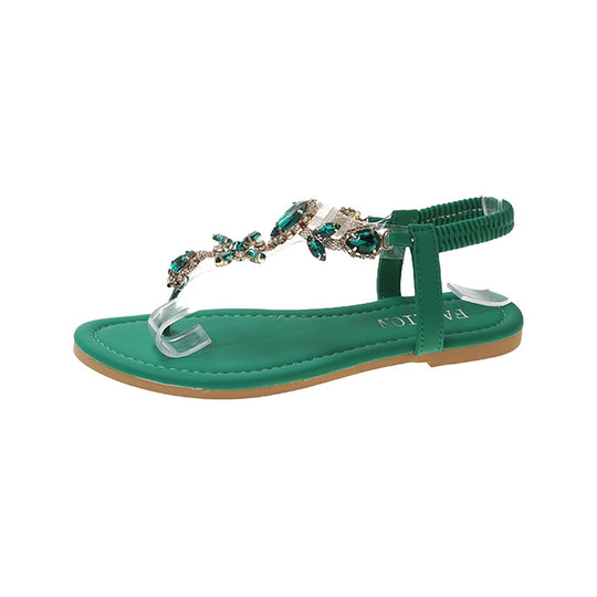 Damen elegante Zehentrenner-Sandalen mit funkelndem Strass EB
