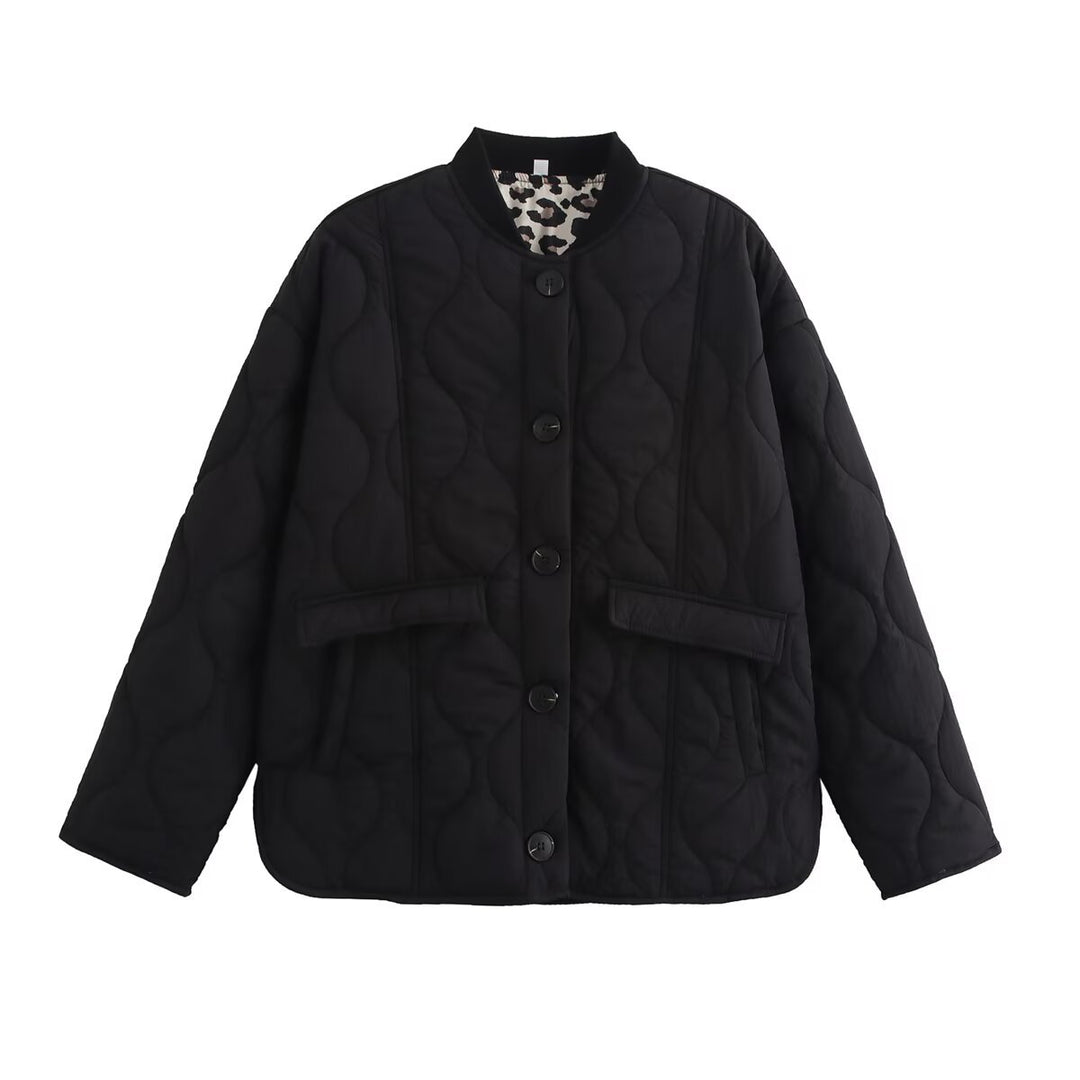 Damen gesteppte Übergangsjacke mit praktischen Taschen und elegantem Stehkragen EB