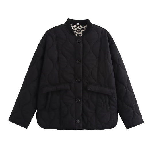 Damen gesteppte Übergangsjacke mit praktischen Taschen und elegantem Stehkragen EB