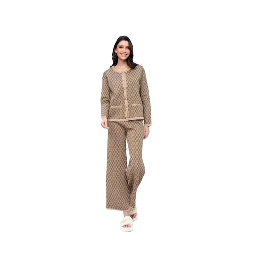 Damen Pyjama-Set mit modernem Karomuster und durchgehender Knopfleiste EB