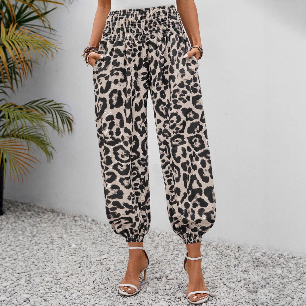 Damen weite Leopardenmuster-Hosen EB