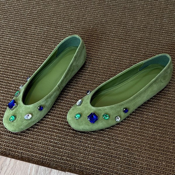 Damen elegante Ballerinas mit funkelndem Strassbesatz EB