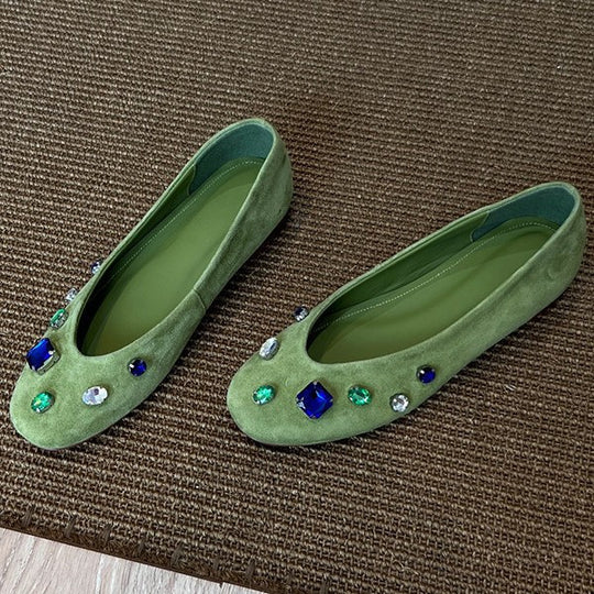 Damen elegante Ballerinas mit funkelndem Strassbesatz EB