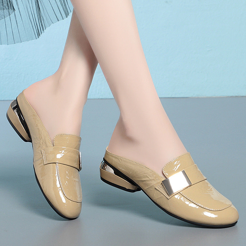 Damen Elegante Slipper mit modischem Dekor und komfortablem Blockabsatz EB