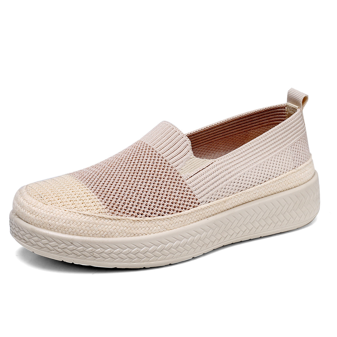 Damen Slip-On Sneakers mit atmungsaktiver Strickoberfläche und rutschfester Sohle EB