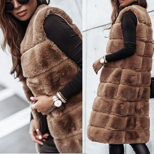 Damen Fleece-Weste mit trendigem Kragen und weichem Innenfutter EB