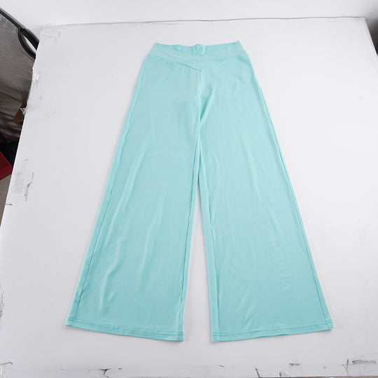 Damen nan weite Palazzo-Hose mit V-förmiger Bundnaht und elastischem Stretch-Jersey EB