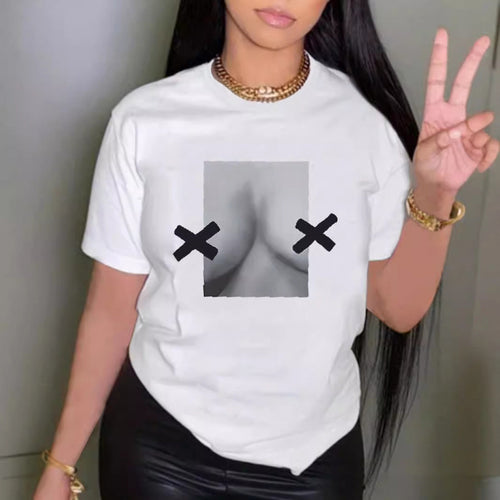 Damen T-Shirt mit innovativem Grafikdesign EB