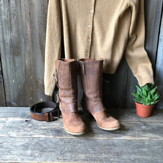 Damen Stiefel mit modischen Reißverschluss-Details und komfortablem Blockabsatz EB